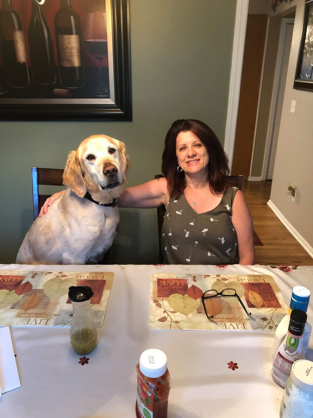 Pet owner with a golden dog